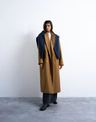 Topshop chuck on tailored 6 button formal coat in tan | ASOS (Global)