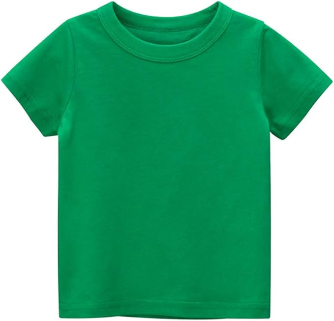 Kids' Tees Crewneck Cotton Solid T-Shirts Boys Girls Short Sleeve Toddler Comfort Soft T-Shirt Un... | Amazon (US)
