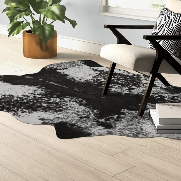 Isal Performance Hand Hooked Faux Cowhide Animal Print Indoor Rug | Wayfair North America