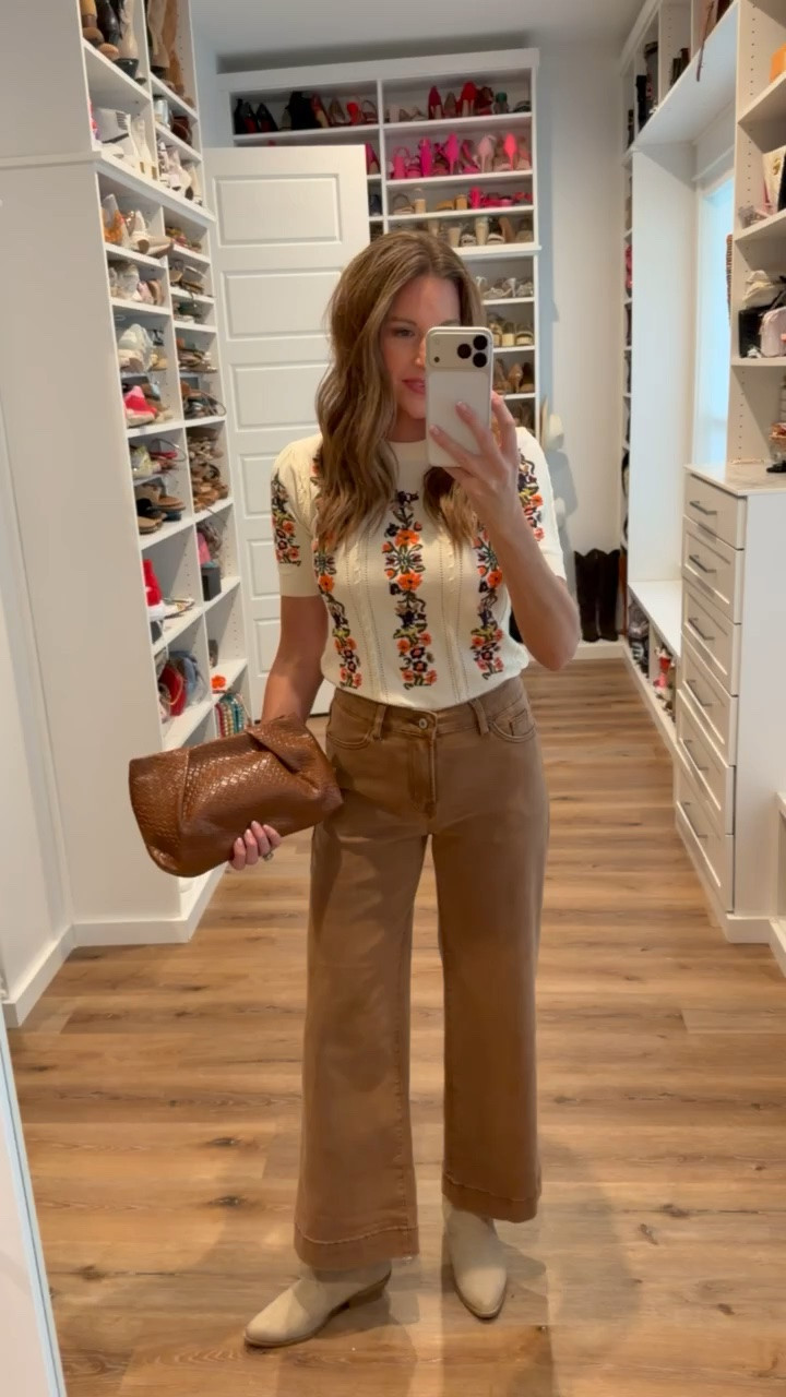 In a small top, size 4 jeans, boots, clutch and accessories - fits tts.

#LTKootd #LTKgrwm #LTKSeasonal