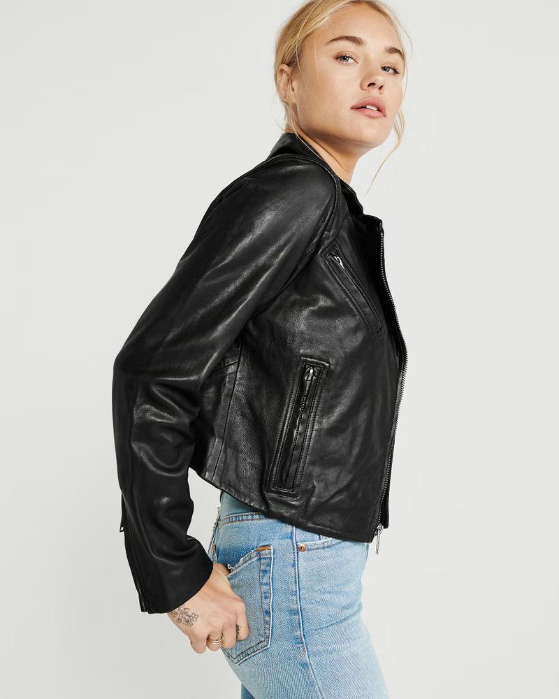 Women's Leather Moto Jacket | Women's Coats & Jackets | Abercrombie.com | Abercrombie & Fitch (US)