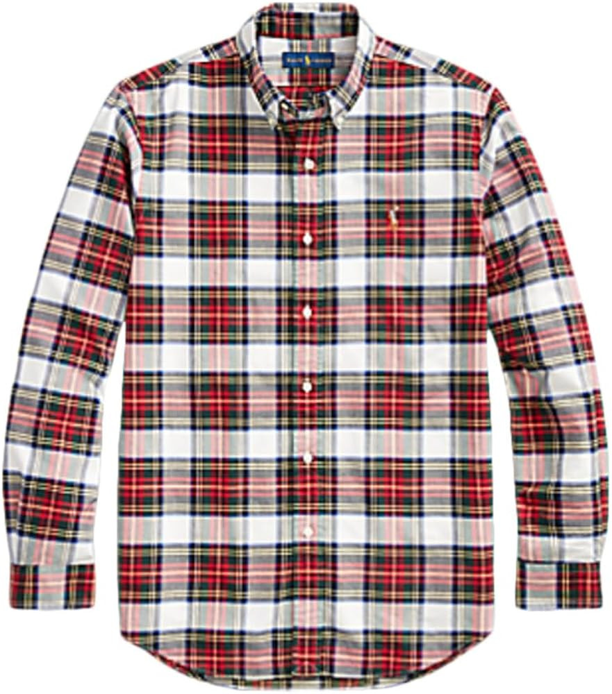 POLO RALPH LAUREN Mens Slim-Fit Oxford Button Down Shirt (XL, Multicolor Plaid) | Amazon (US)