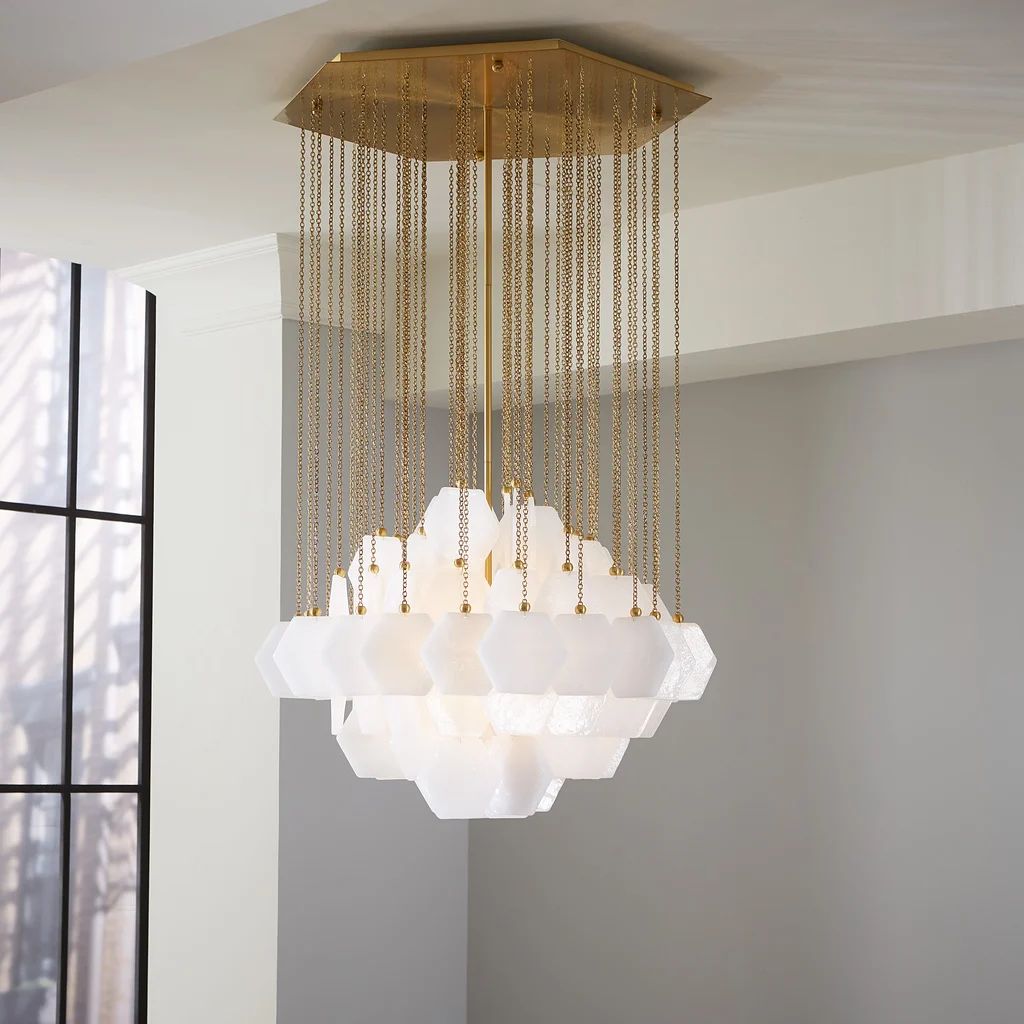 Vienna Large Chandelier In White and Brass | 1stopbedrooms