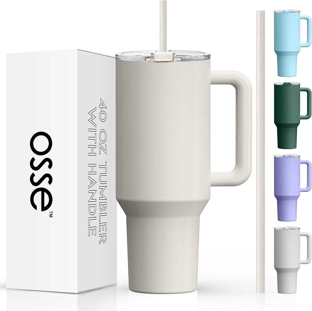 osse 40oz Tumbler with Handle and Straw Lid | Double Wall Vacuum Reusable Stainless Steel Insulat... | Amazon (US)