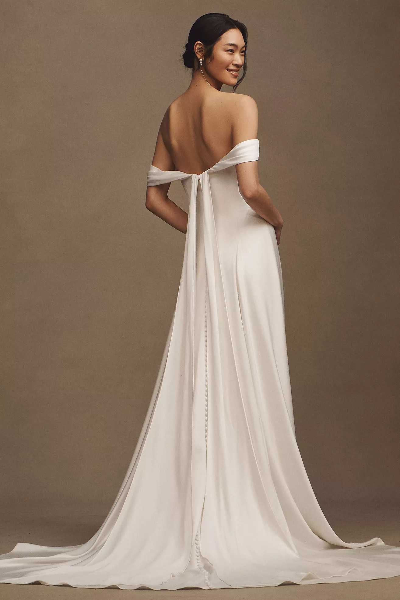 Jenny by Jenny Yoo Lee Satin Off-The-Shoulder A-Line Wedding Gown | Anthropologie (US)