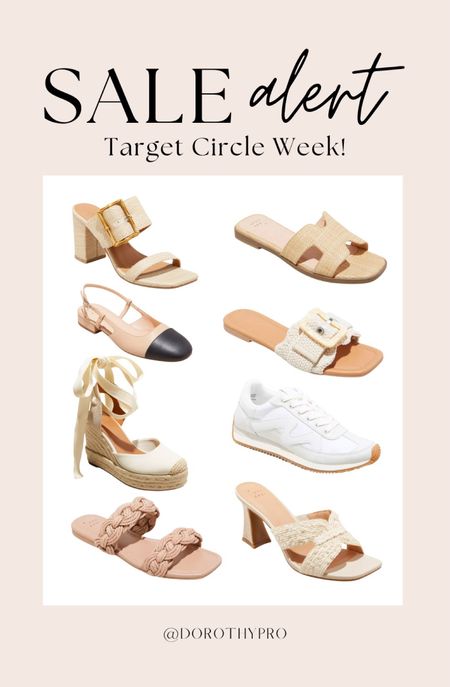 TARGET CIRCLE WEEK ‼️SALE ALERT!!! Target is having a HUGE sale & 30% off womens clothes today only! There are so many amazing finds! Heels, sneakers, and sandals, flats, slides, etc. 

Affordable shoes, summer outfits, travel looks, rattan shoes, raffia sandals, wedges

#LTKfindsunder50 #LTKxTarget #LTKsalealert