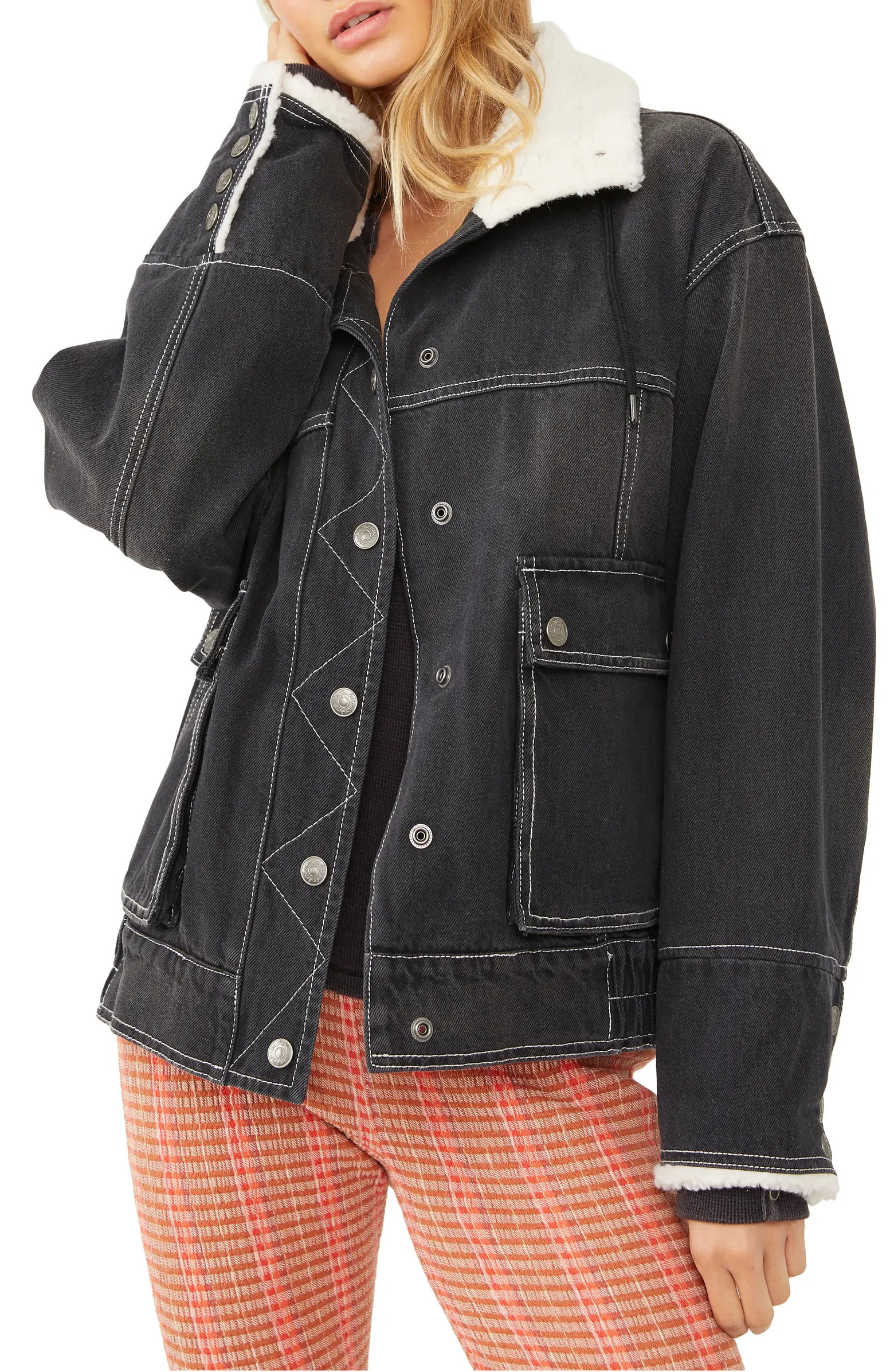 Free People Ariel High Pile Fleece Collar Trucker Jacket | Nordstrom | Nordstrom