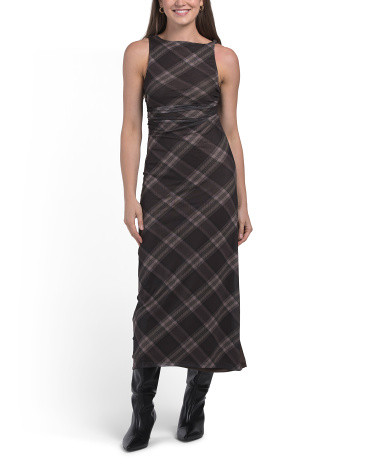 Plaid Mesh Maxi Dress | TJ Maxx