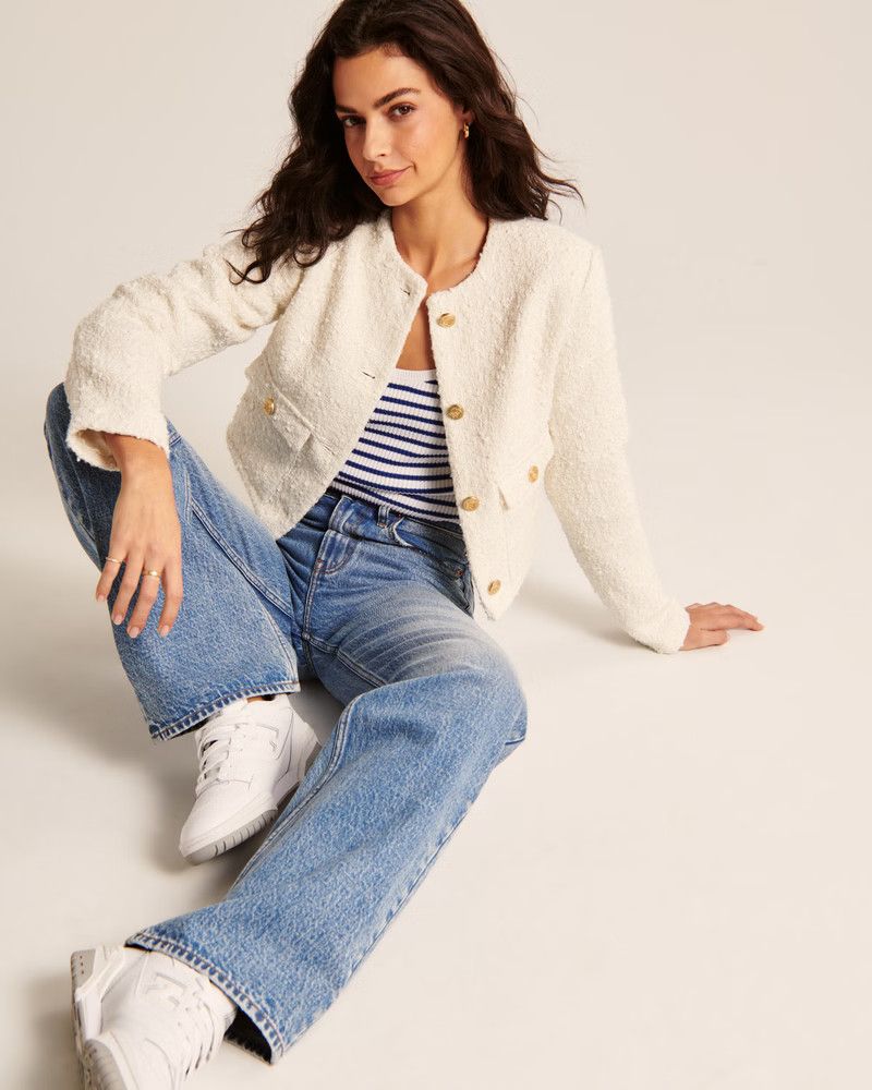Tweed Liner Jacket | White Jacket Jackets | White Blazer | Abercrombie Jacket Outfits | Abercrombie & Fitch (US)