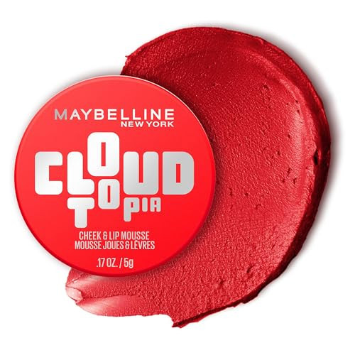 Maybelline Cloudtopia Blush for Cheeks and Lip Mousse, Ultra-Vivid, Pigmented Formula for Up to 14HR of Blush and Lip Makeup Color, Divine Crimson, 1 Count | Amazon (US)