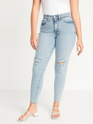 Curvy High-Waisted O.G. Straight Ripped Cut-Off Jeans for Women | Old Navy (US)