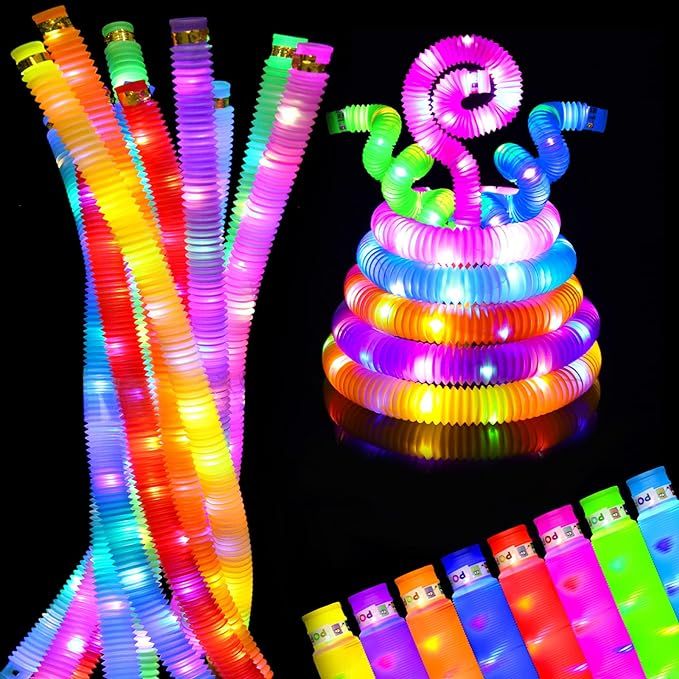UrChoice LED Light Up Pop TubesGlow Sticks,Glow Necklace & Brancelets Party Favors Decorations, P... | Amazon (US)