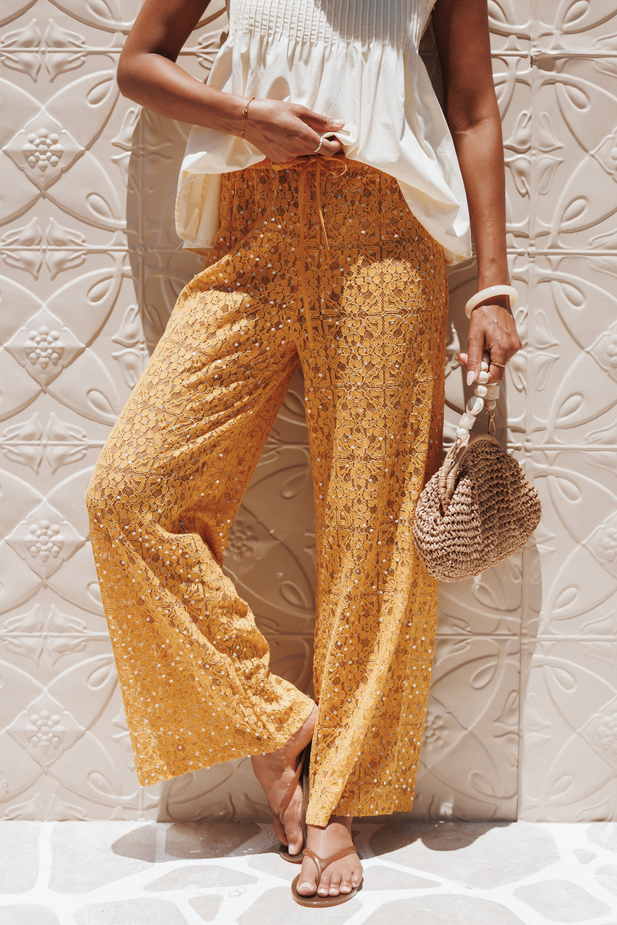 Jacinta Sequin Lace Pant - Mango | Petal & Pup (US)