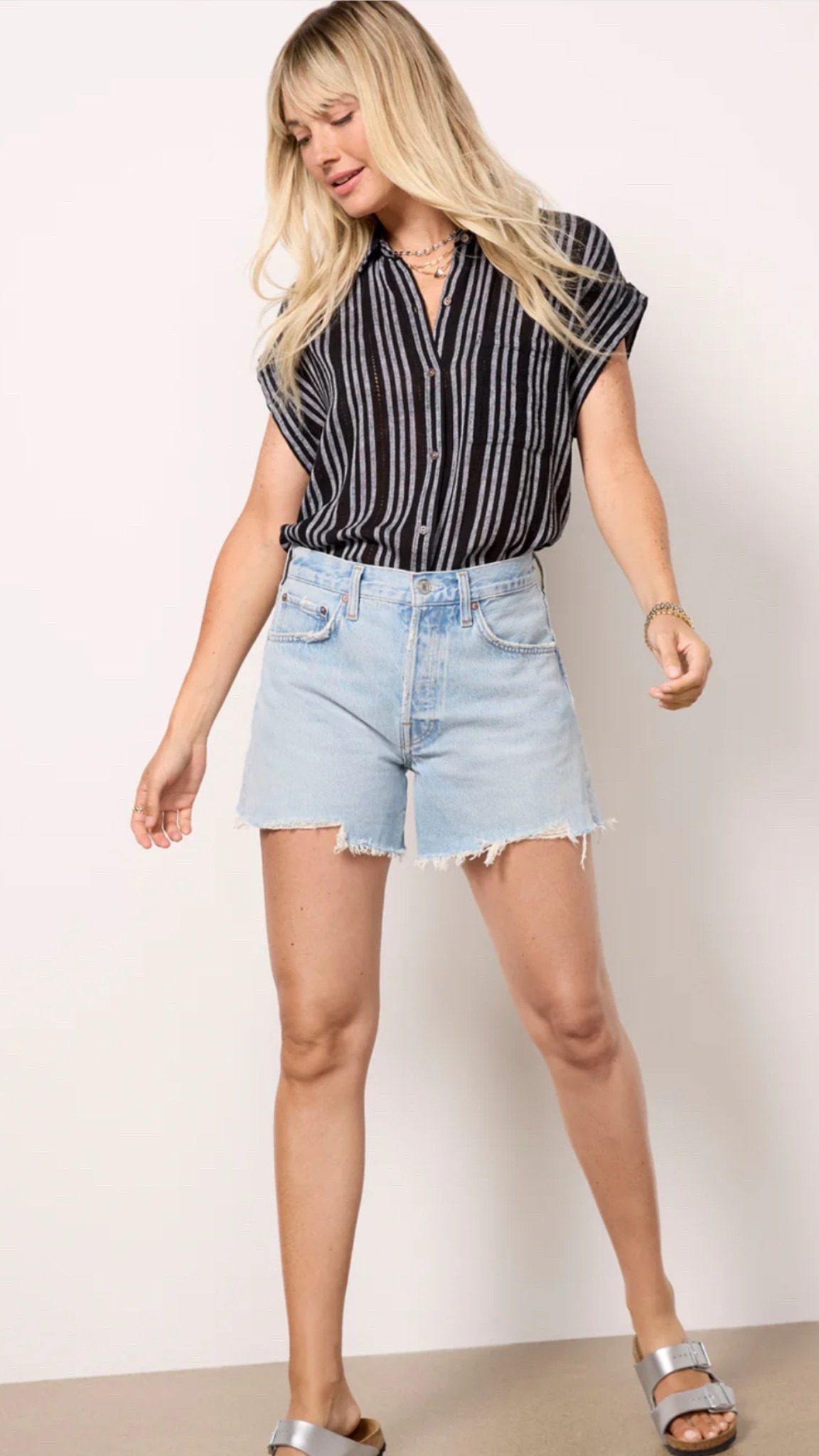 the best jean shorts ever and they are on sale! I love the long inseam on these, not too long but not full daisy dukes! #jeanshorts #summerstyle 

#LTKFindsUnder100 #LTKStyleTip #LTKSaleAlert