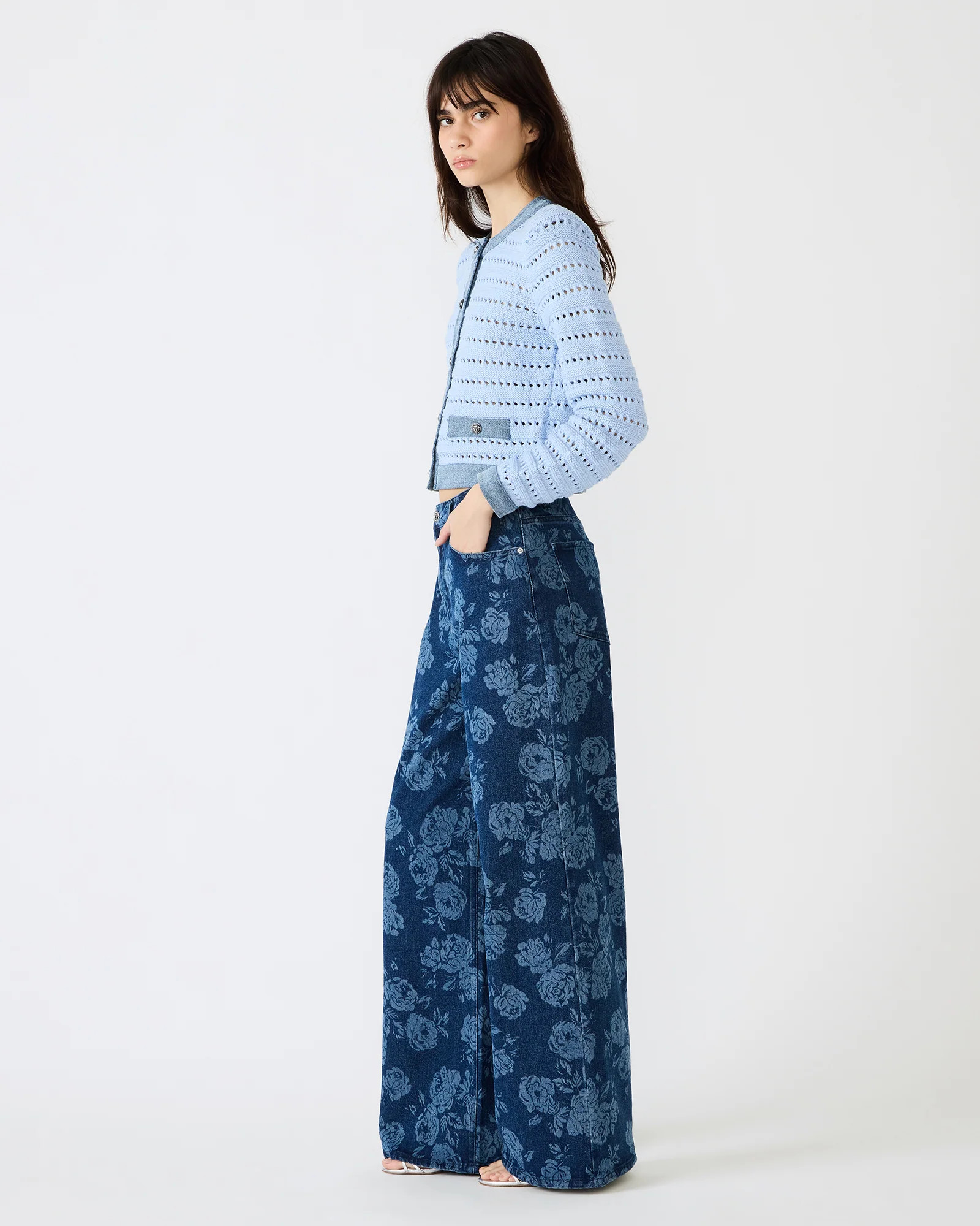 JAXON Rose Frost Wide-Leg Denim Floral Print Women's Jeans | Steve Madden (US)