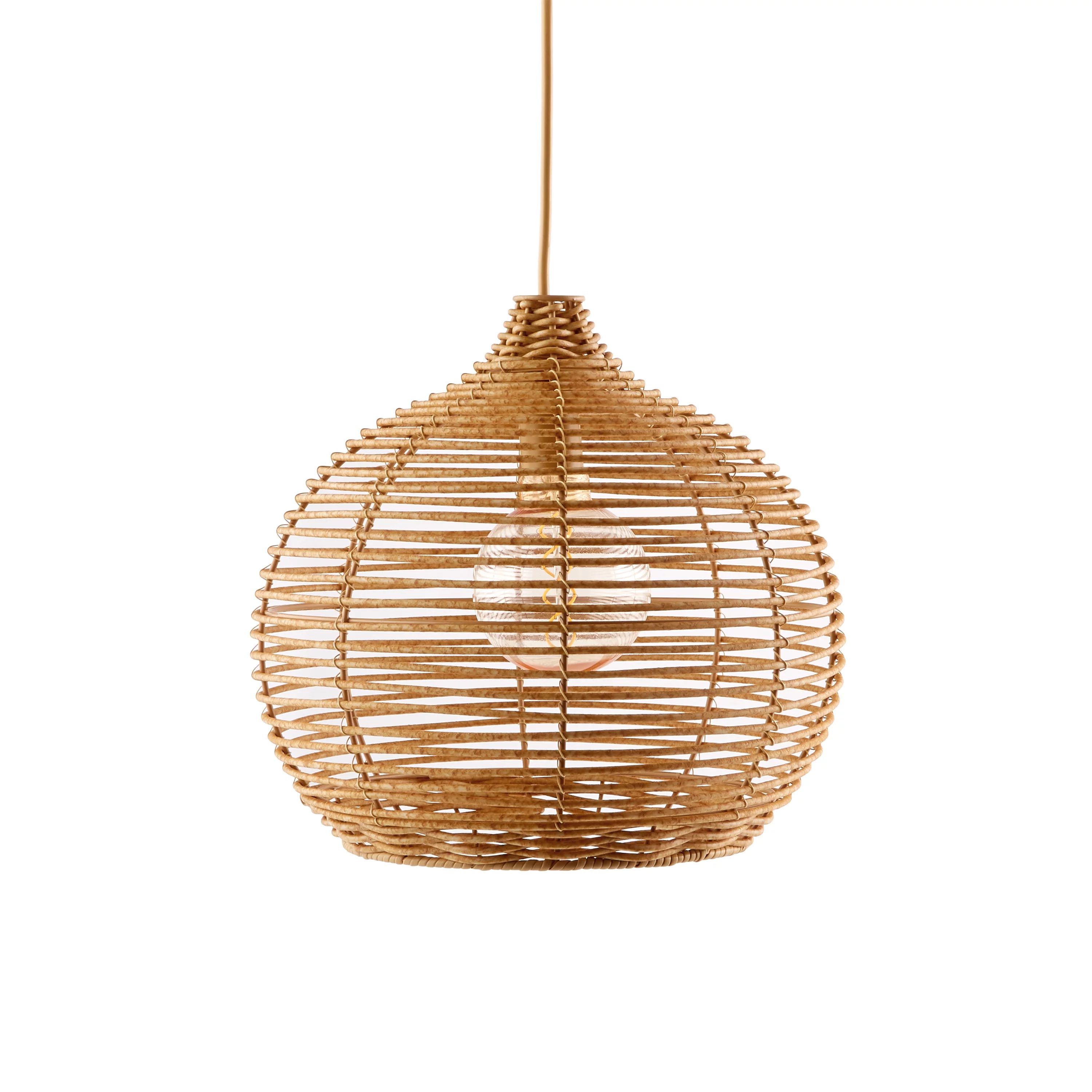 Better Homes & Gardens Natural Woven Battery-Operated Small Pendant Light by Dave & Jenny Marrs | Walmart (US)