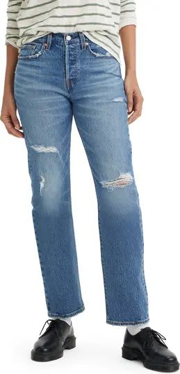 Wedgie Ripped High Waist Straight Leg Ankle Jeans | Nordstrom