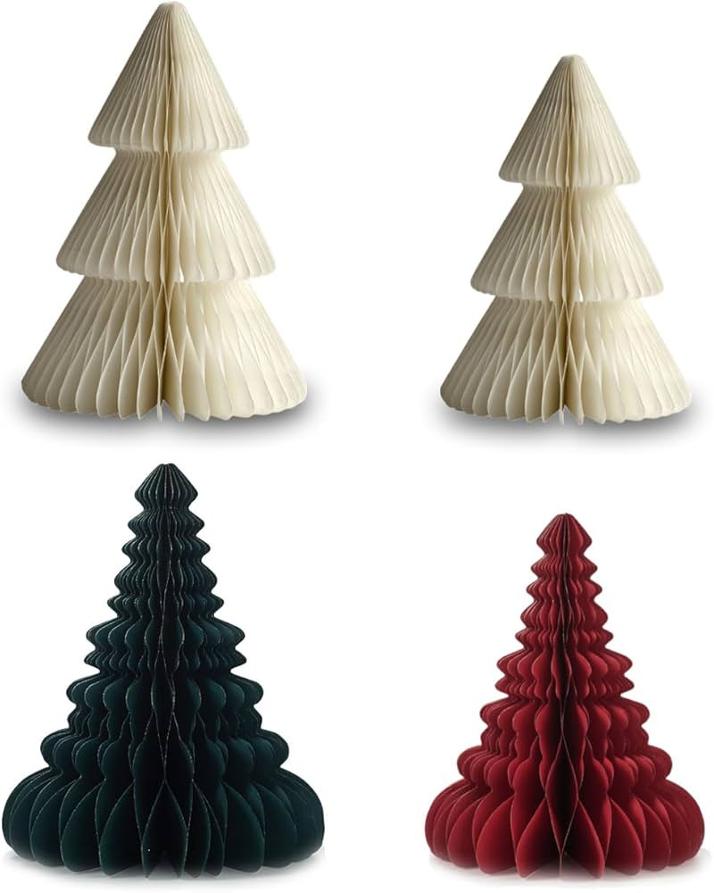4pcs Christmas Decorations Folding Christmas Honeycomb Paper Tree 3D Xmas Trees Table Centerpiece... | Amazon (US)