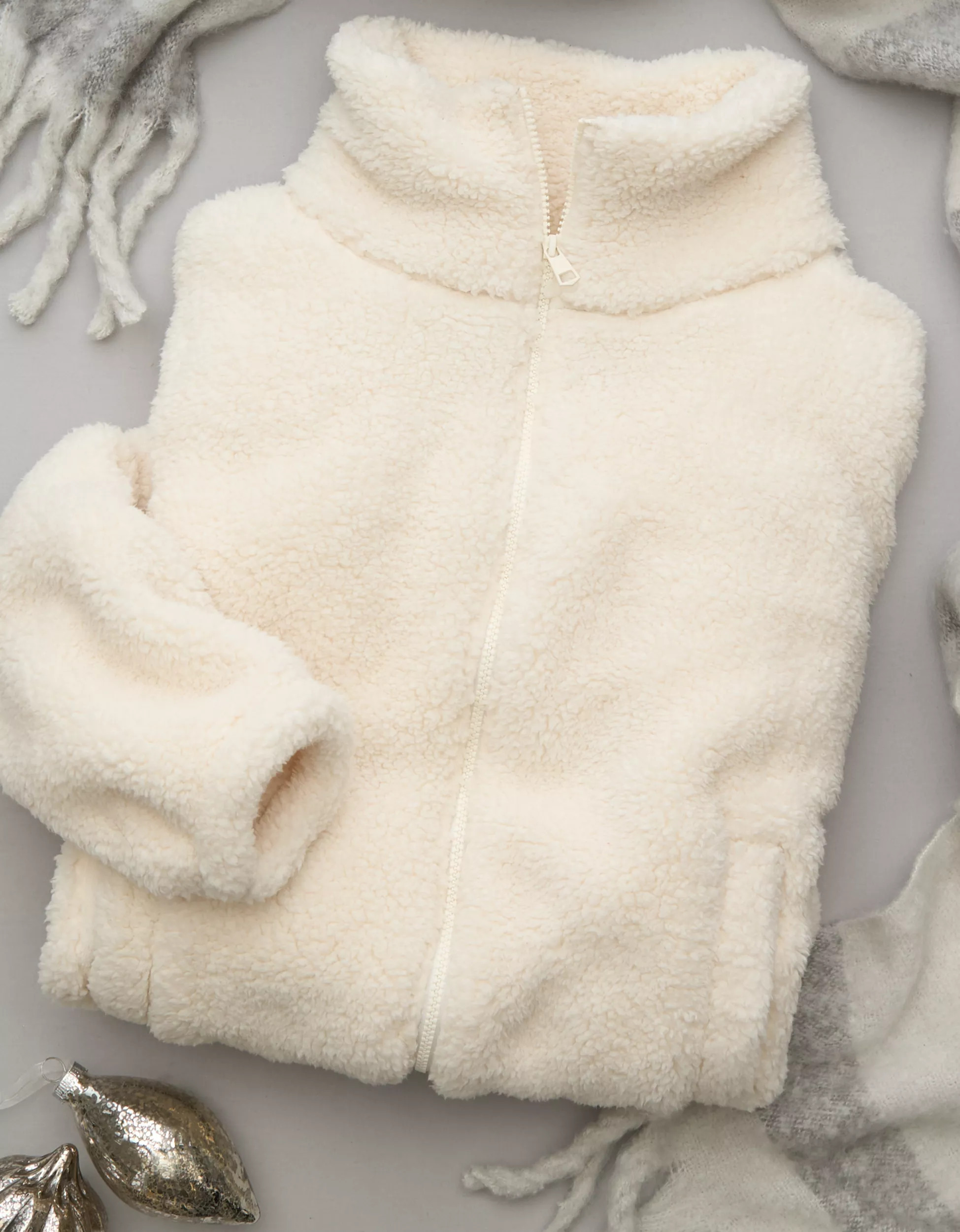 AE Zip-Up Bear Hug Sherpa Sweatshirt | American Eagle Outfitters (US & CA)