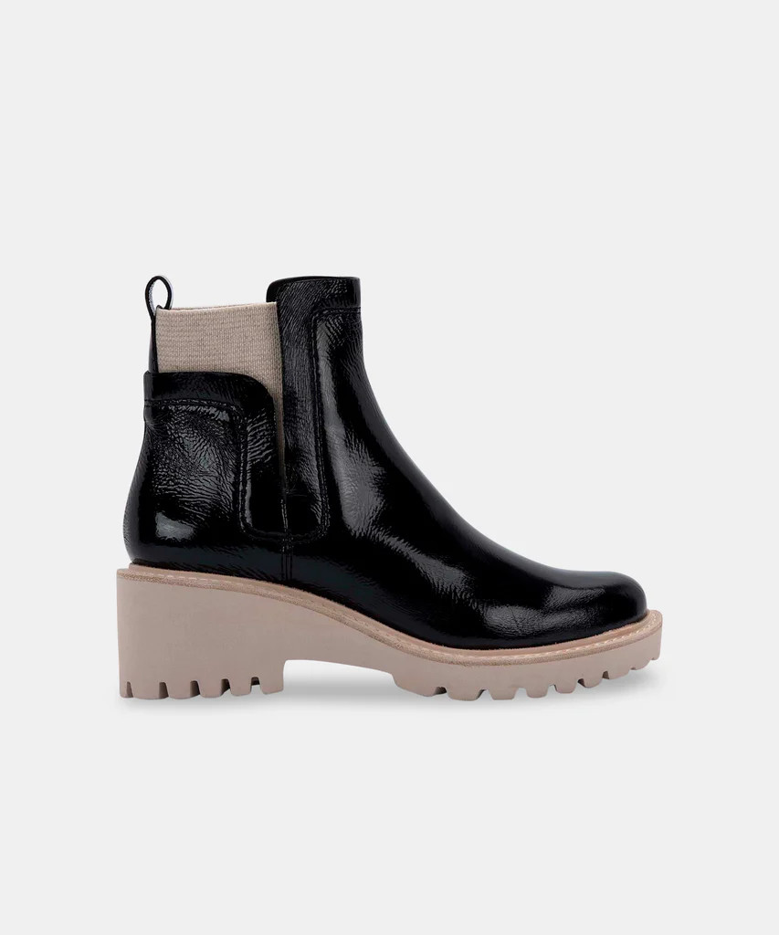 HUEY BOOTIES ONYX PATENT | DolceVita.com