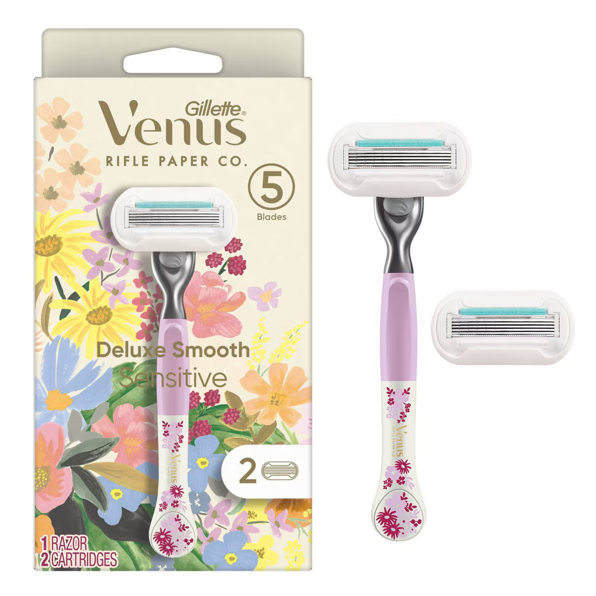 Rifle Paper Co. + Venus Extra Smooth Sensitive Women's Razor Handle, 2 Razor Blade Refills and Sh... | Target