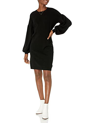 The Drop Women's Aiko Puff Sleeve Mini Sweater Dress, Black, M | Amazon (US)