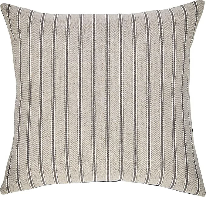 Amazon Brand – Stone & Beam Classic Ticking Stripe Throw Pillow - 17 x 17 Inch, Pewter | Amazon (US)