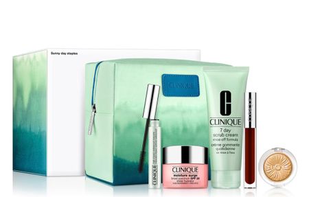 LIMITED QUANTITIES
20% off gift sets.*
Stock up on curated collections of our dermatological skincare and makeup. Get them before they sell out!

Sunny Day Skincare and Makeup
Staples Shine brighter with our allergy tested, fragrance free essentials for a glowy look. All in a green ombre bag. $45 with any eligible purchase. A
$180 value. Sun protection

Summer Heroes Kit.
Get 5 mini Clinique essentials free with eligible $50 purchase.* A $63 value. Your summer of radiant-looking skin starts now.
CODE: 5HEROES

#LTKSaleAlert #LTKBeauty #LTKGiftGuide