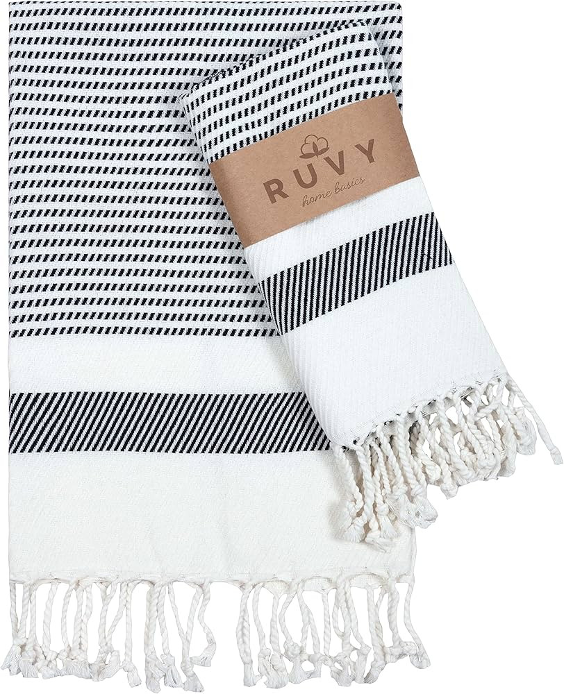 Ruvy Home Basics Turkish Hand Towels for Bathroom Set of 2 | 18"x40", Cotton | Bathroom Hand Towe... | Amazon (US)