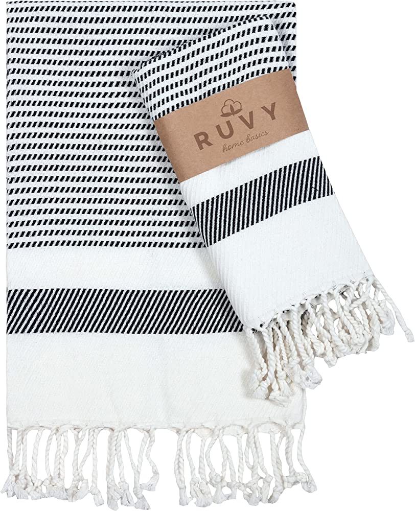 Ruvy Home Basics Turkish Hand Towels for Bathroom Set of 2 | 18"x40", Cotton | Bathroom Hand Towe... | Amazon (US)