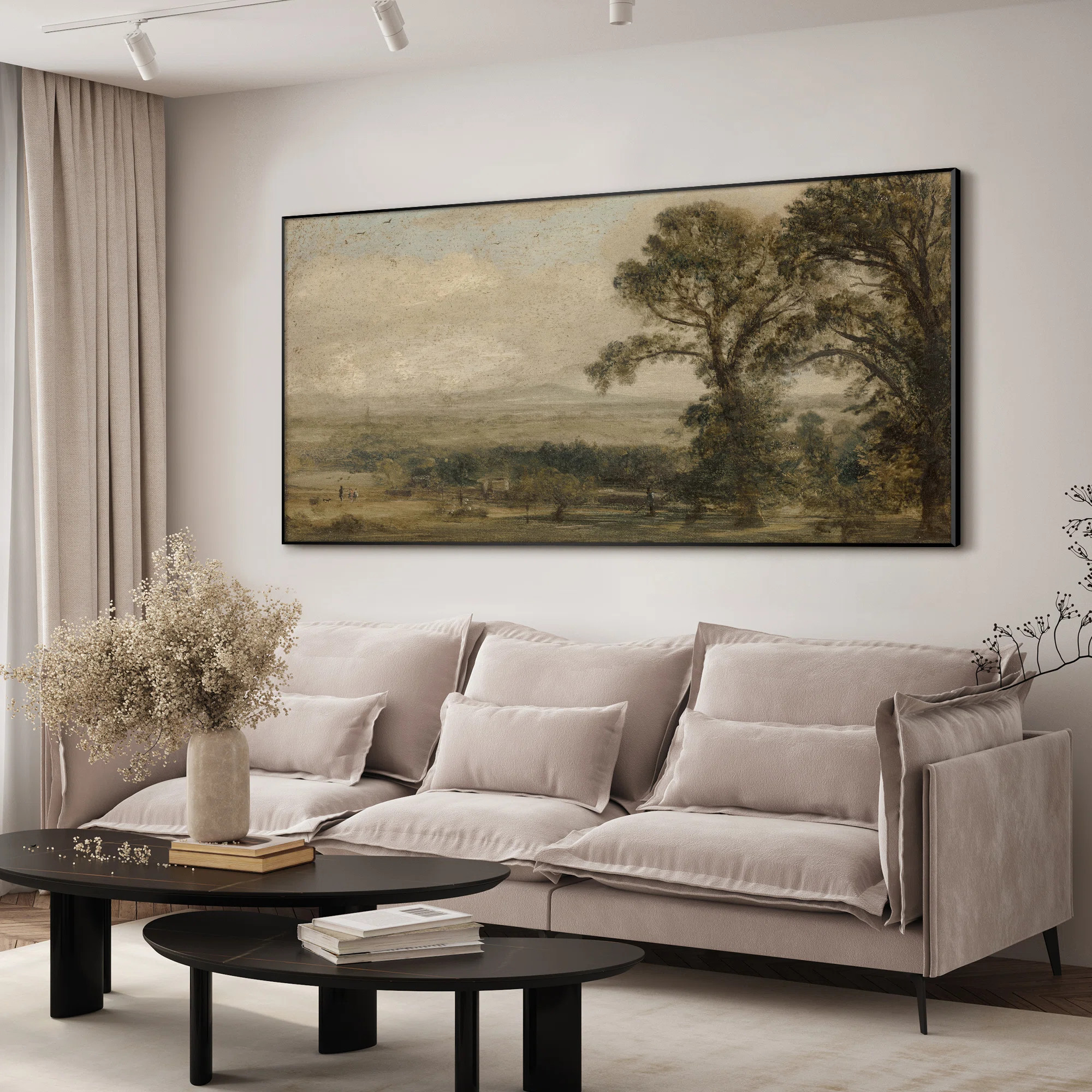 Extra Large Vintage Landscape Wall Art Print - Classic Countryside Trees and Field Rustic Artwork... | Wayfair North America