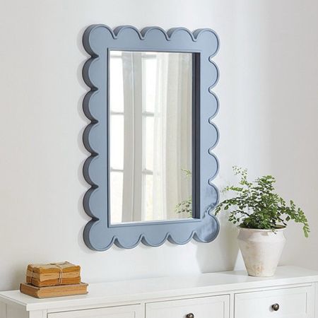Preppy classic timeless sale affordable budget friendly discount mark down scalloped blue mirror Coastal home house interior decorating design Inspo inspiration

#LTKHome #LTKFindsUnder100