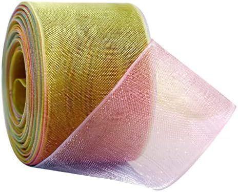 Light Rainbow Organza Ribbon Sheer Tulle Ribbons for Crafts, Wreath, Gift Wrapping, Home Decor, P... | Amazon (US)