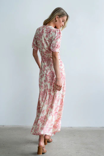Lia Floral Midi Dress in Pink | Böhme US