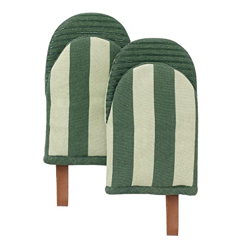 Folkulture Mini Oven Mitts Heat Resistant | (5.75 x9) Set of 2 Green Short Oven Mitts with Hangin... | Amazon (US)