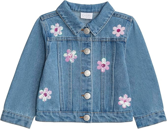 Mud Pie Toddler Girl Sequin Daisy Denim Jacket | Amazon (US)