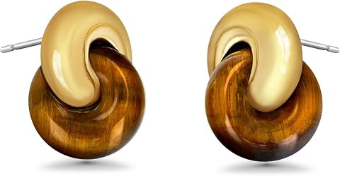 SNGIA Statement Earrings, Brown Earrings for Women, Gold Tiger Eye Earrings | Amazon (US)