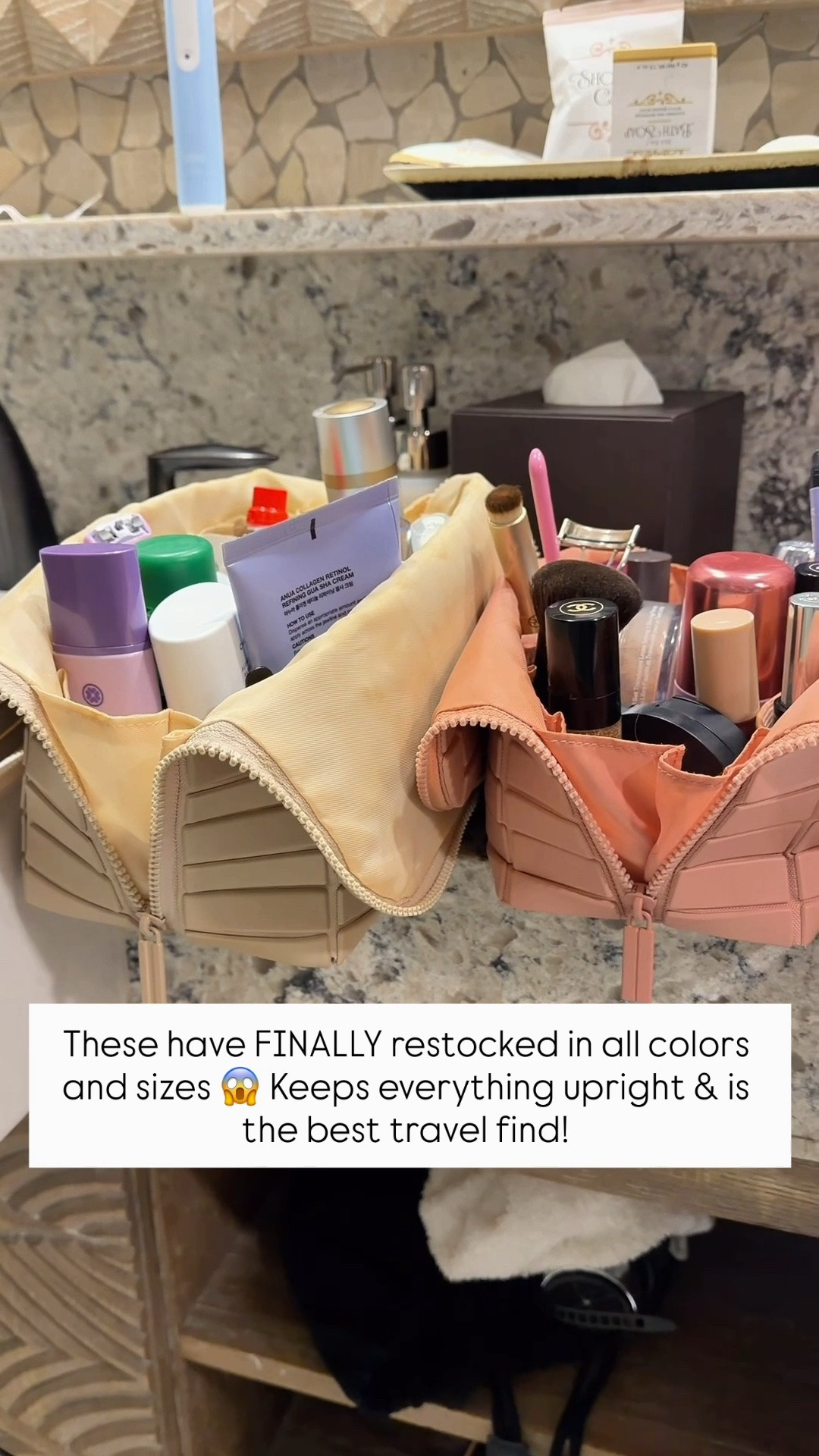 The viral and vertical toiletry bags have finally restocked in all sizes and colors. I have tried the Amazon version, but it does not compare in my opinion. It is not as structured as this one. These are worth every penny if it’s something you want to invest in!! I have the large and medium sizes! **Linking Amazon version also in case you went to see it**

#LTKmorningroutine #LTKselfcare #LTKBeauty