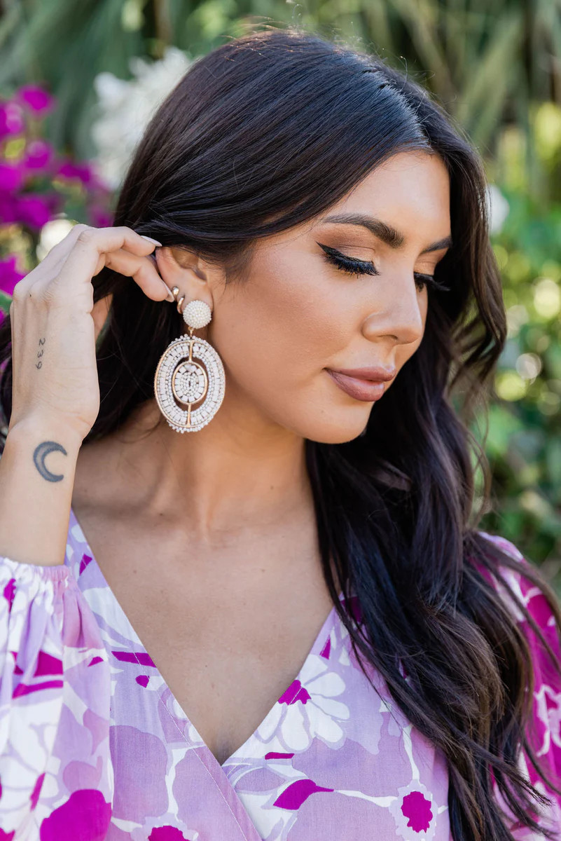 Might Be Better Ivory Beaded Circle Earrings | Pink Lily