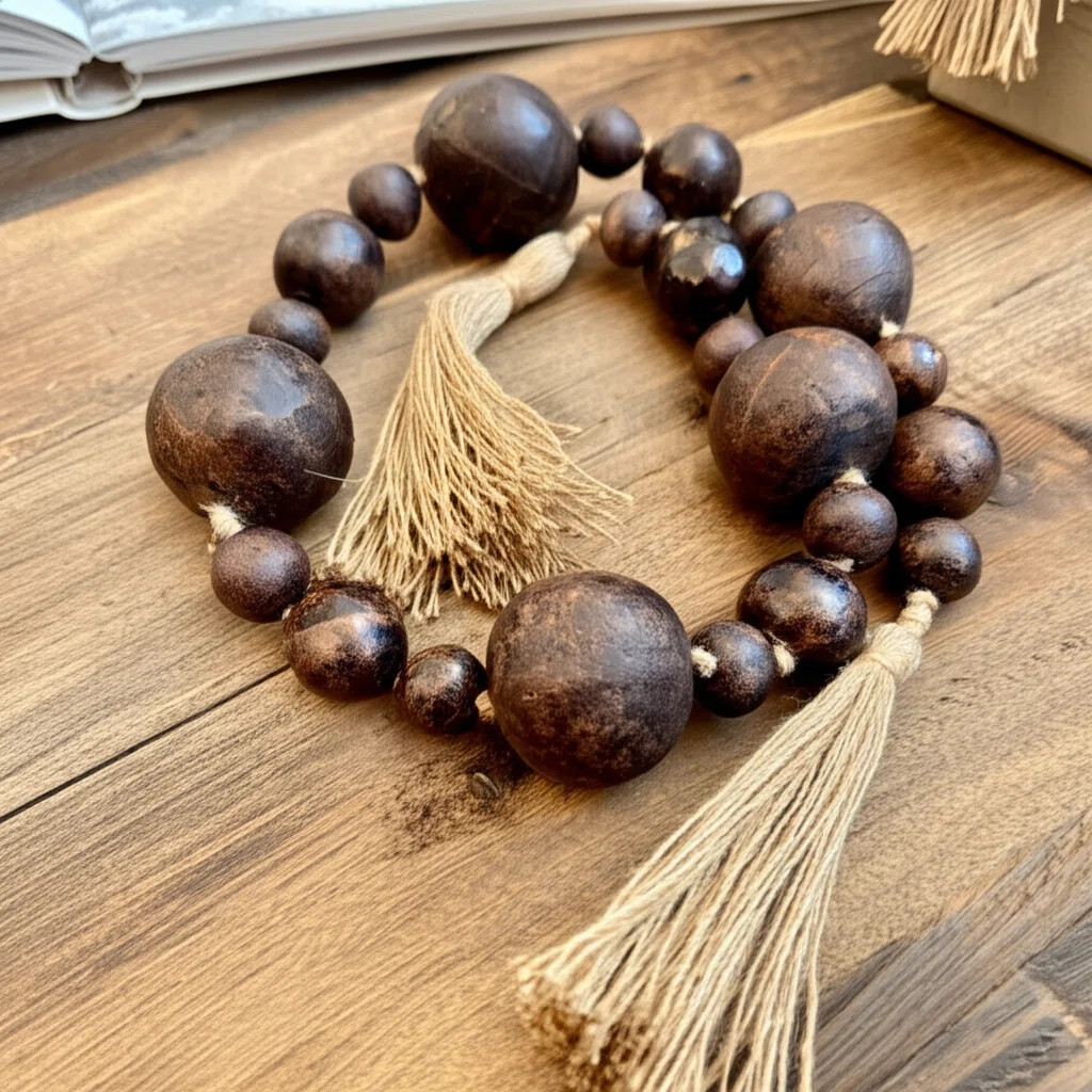 Decorative Terracotta Bead Garland with Tassel Ends for Tabletop Decor - Modern Beads Object for ... | Wayfair North America