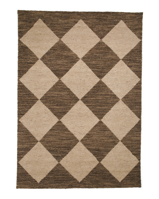 Wool Blend Hand Knotted Checkerboard Area Rug | TJ Maxx