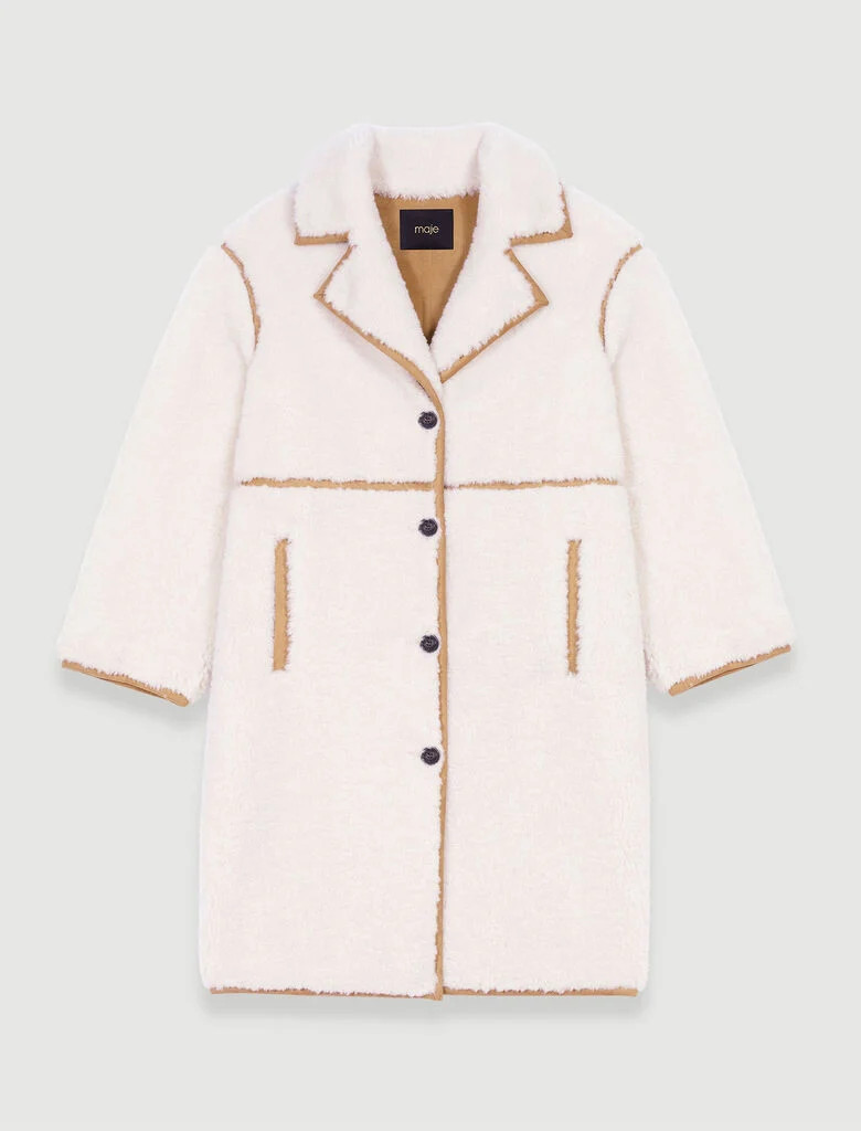 Long patchwork coat | Maje US