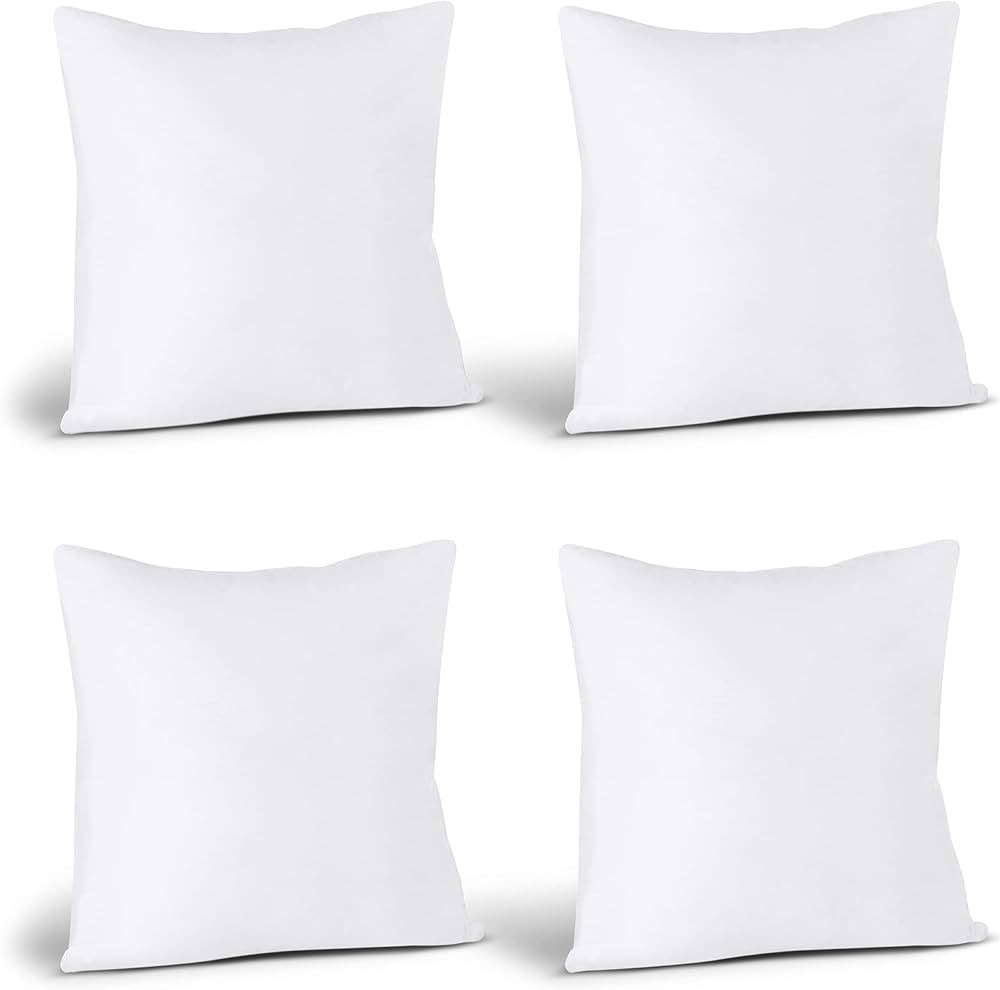 Utopia Bedding Throw Pillows (Set of 4, White), 18 x 18 Inches Pillows for Sofa, Bed and Couch De... | Amazon (US)