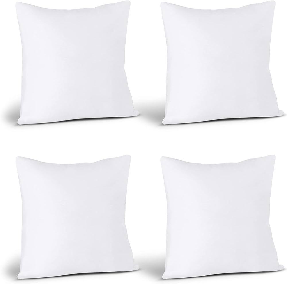 Utopia Bedding Throw Pillows (Set of 4, White), 18 x 18 Inches Pillows for Sofa, Bed and Couch De... | Amazon (US)