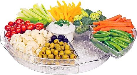 Chef's Star Acrylic Large Serving Tray, 8 Compartment Tray with Lid, Food Tray for Snack, Breakfa... | Amazon (US)