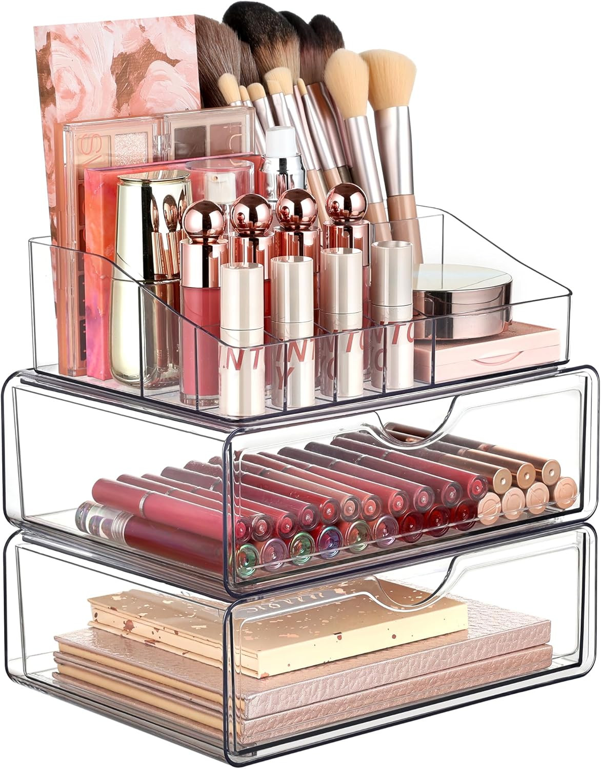 Vtopmart 3 Tier Clear Makeup Organizer with Drawer, Cosmetic Storage for Dresser Countertop and B... | Amazon (US)