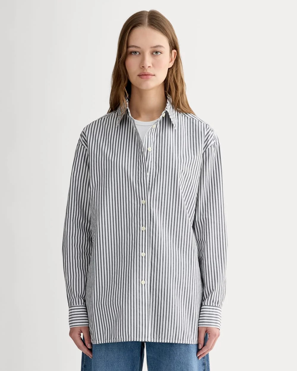 The Boyfriend Shirt in Ultrasoft Cotton | Optic White / Black | Everlane