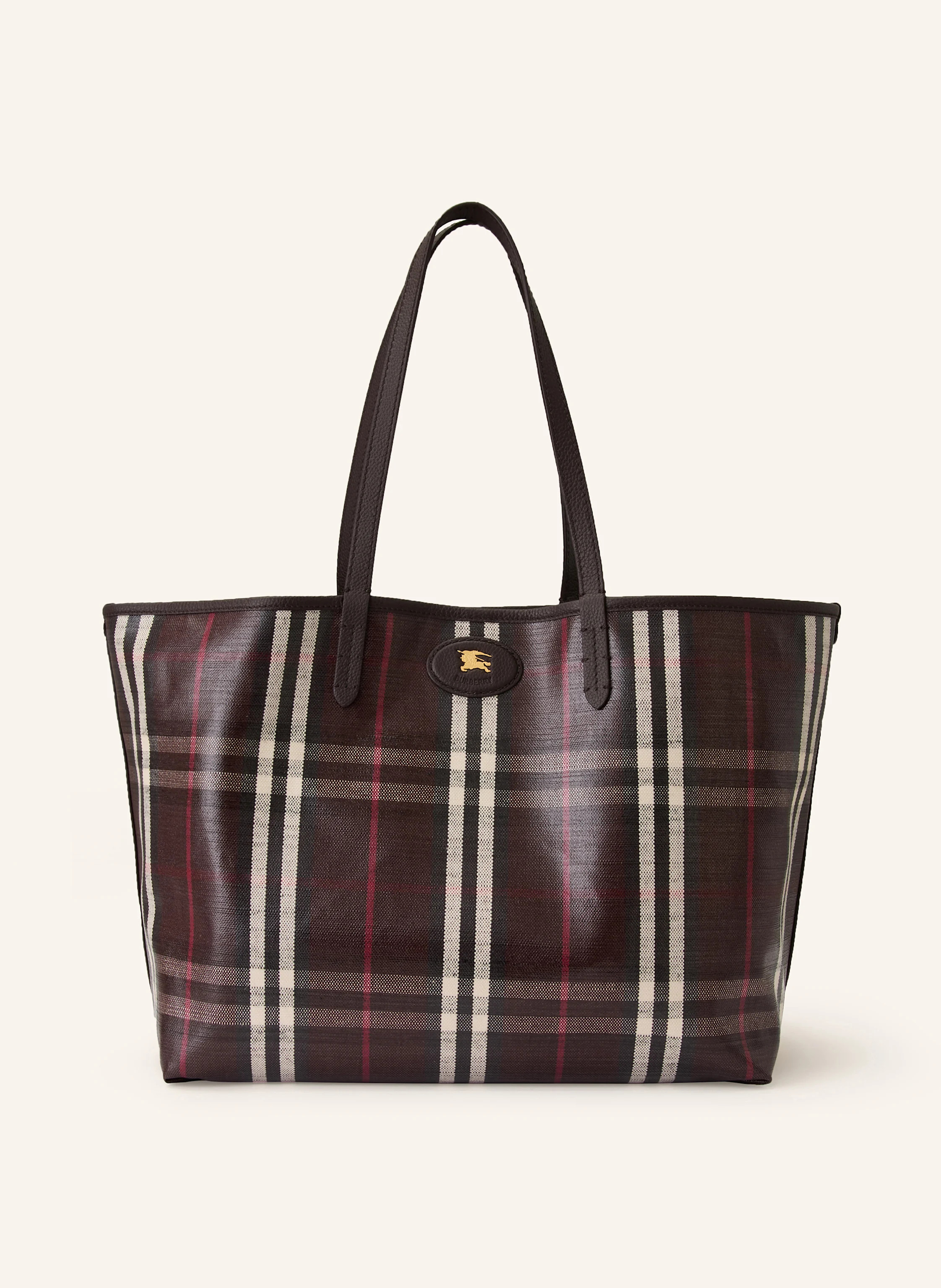 BURBERRY Shopper HIGHLANDS mit Pouch in dunkelbraun/ ecru/ dunkelrot | Breuninger (DACH)