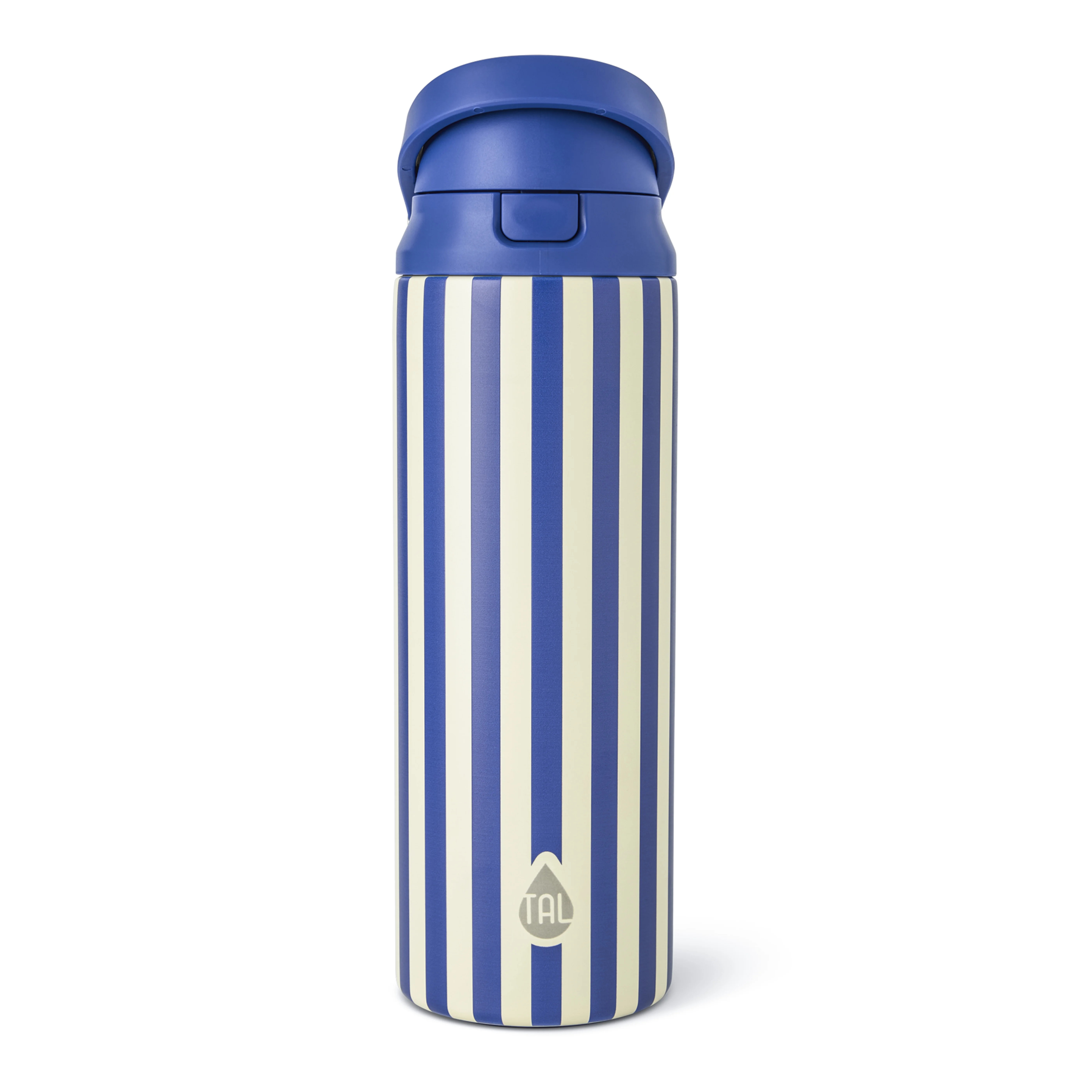 TAL 24oz Stainless Steel 2-in-1 Straw and Chug Water Bottle with Push Lid, Navy Stripes - Walmart... | Walmart (US)