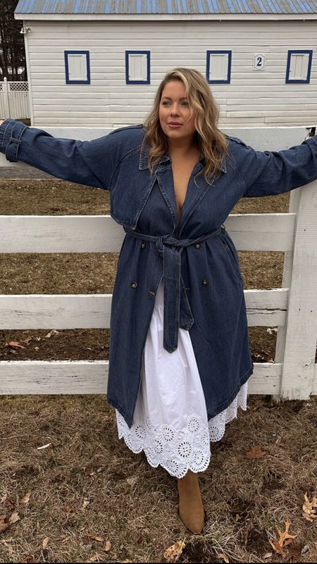 Pre-spring transitional outfit! Loving the denim trenches I’m seeing and love pairing it with some cute cowboy boots. 👢 

Spring outfit, dress, size 12, size 14

#LTKmidsize #LTKSeasonal